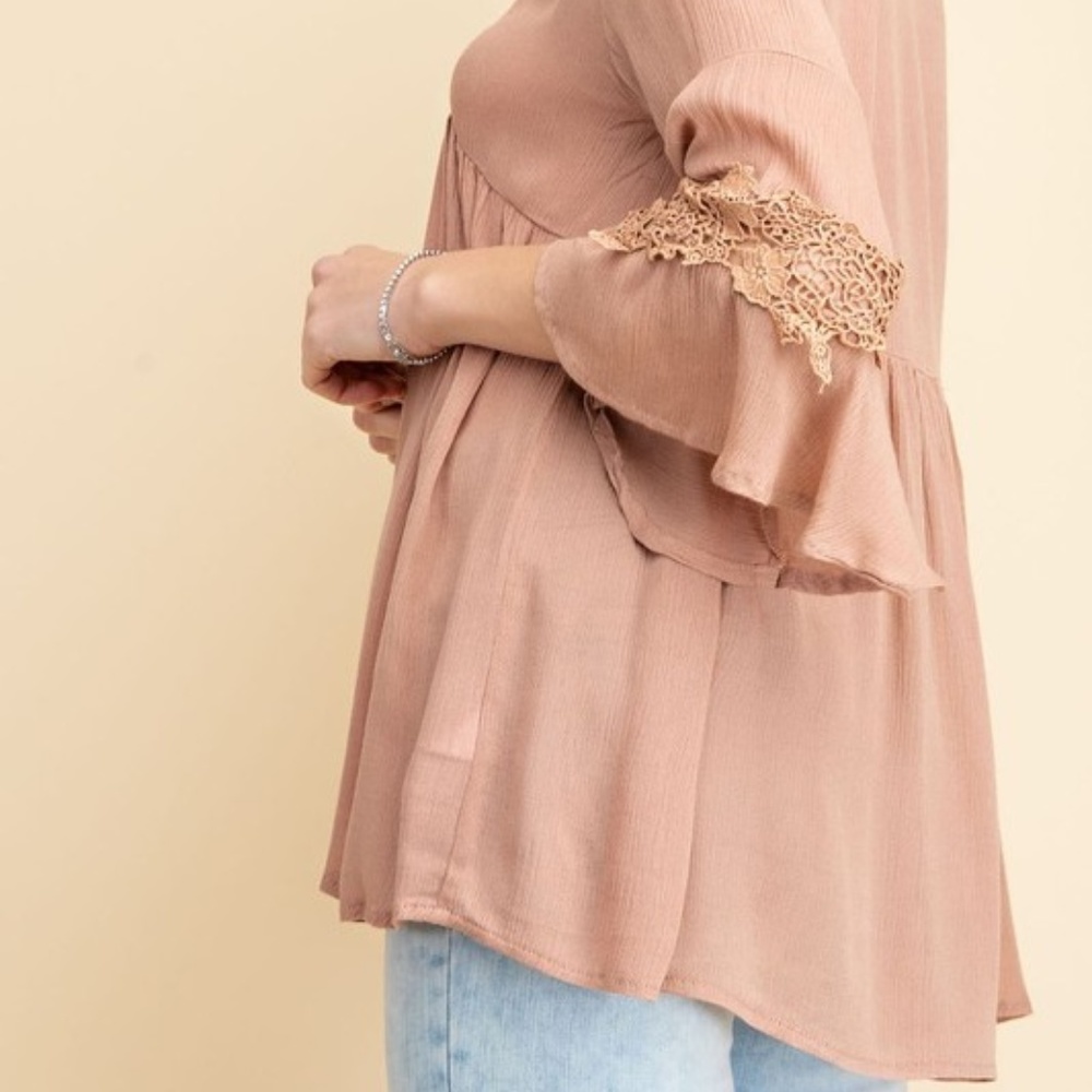 π Dusty Rose Crinkle Gauze Top - Picture 7 of 8